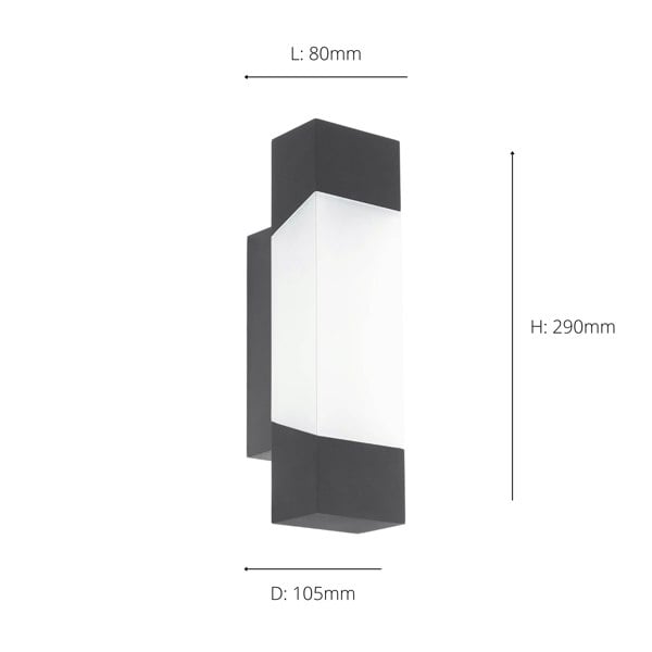 EGLO Gorzano LED Anthracite/Satin Glass Exterior Wall Light