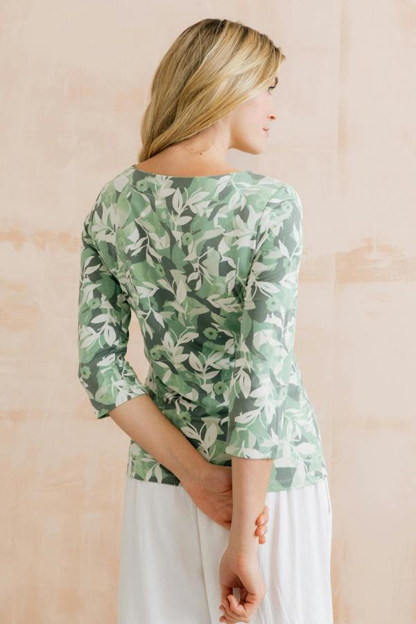 Lily & Me Monica Printed Jersey Top Green