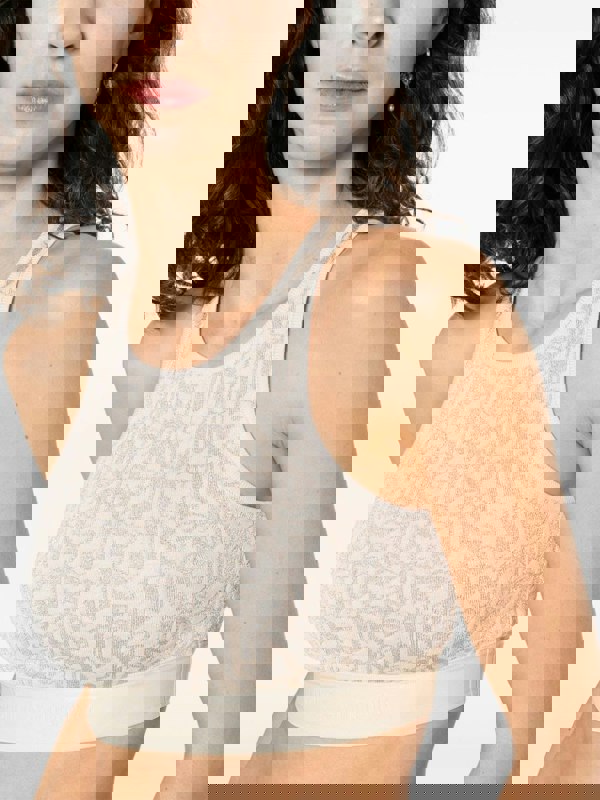 Palm Angels Monogram Jacquard Knit Bra Top Beige - Supplied FashionPALM ANGELS