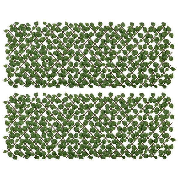 Set of 2 Expandable Artificial Trellis Hedges – Realistic Leaf Privacy Screen, 2 x 1 m