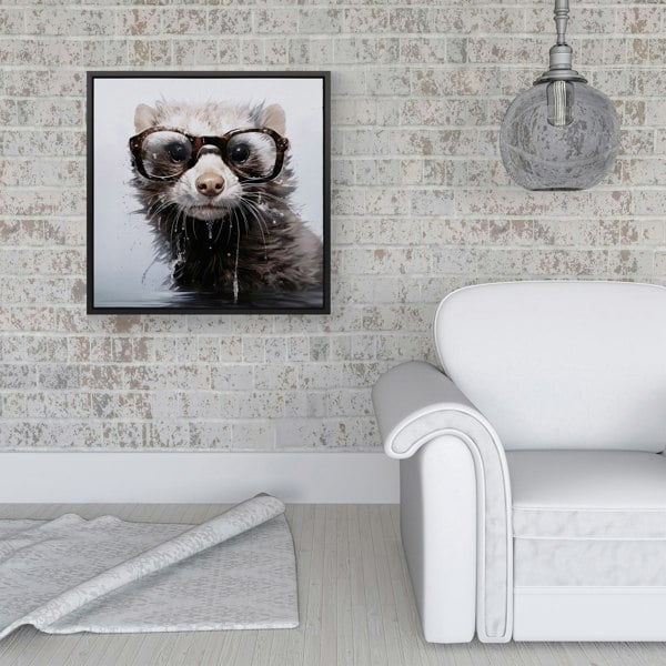 Warren Reed Splash Art Ferret Framed Canvas