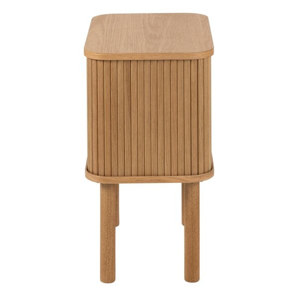 Wyld Haus Copenhagen Natural Oak Wood Etched Square Bedside Table 2 Tambour Doors