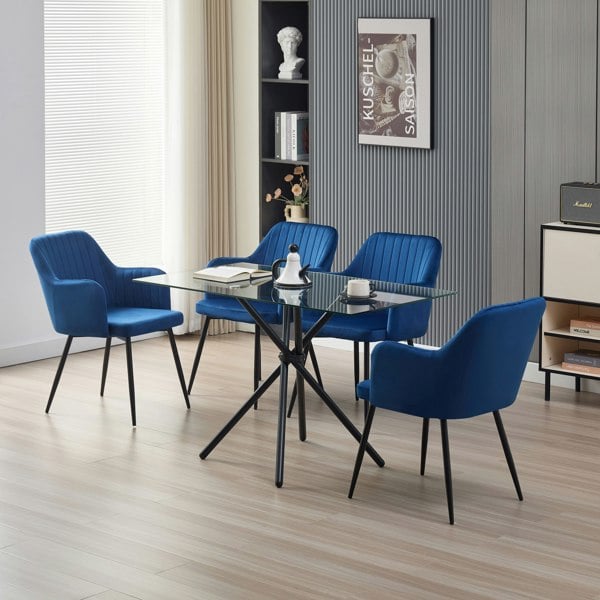 Indoor Living Miami Dining Table with 4 Charlotte Velvet Chairs