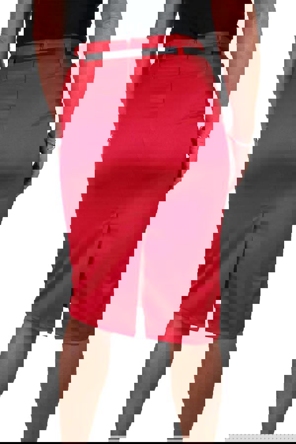 Paulo Due Women's Belted Satin Knee Length Pencil Skirt