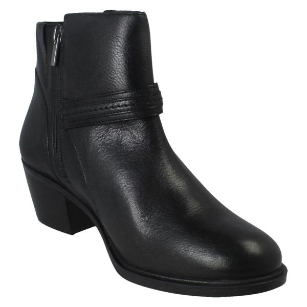 Clarks Ladies Clarks Zip Fastening Block Heeled Smart Casual Ankle Boots Neva Buckle