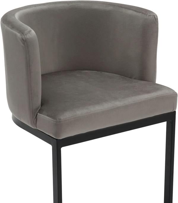 Lamboro Velino Velvet Kitchen Bar Stools, Matt Black Cantilever Frame, Seat With Backrest, Breakfast & Home Bar Stool - Grey