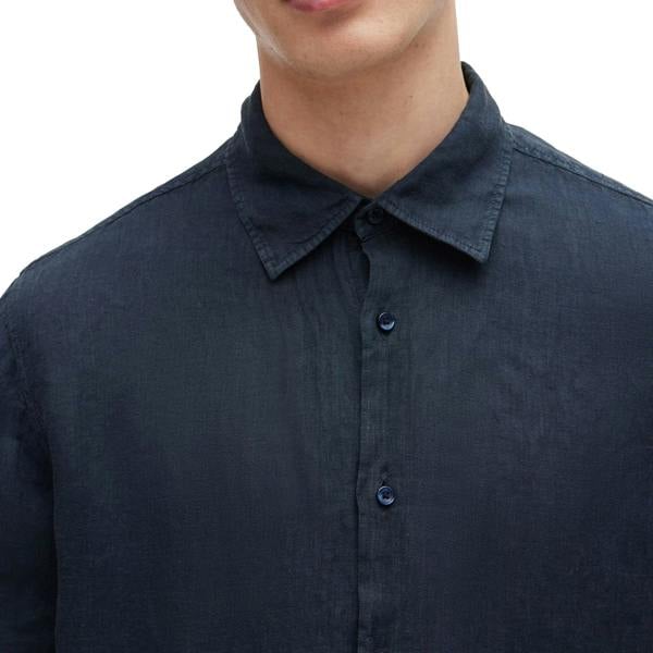 Boss Rash 2 Linen Short Sleeve Shirt - Navy