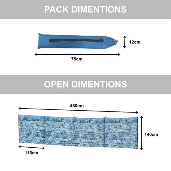 OLPRO Stone Wall Folding Wooden Windbreaks 5 Pole