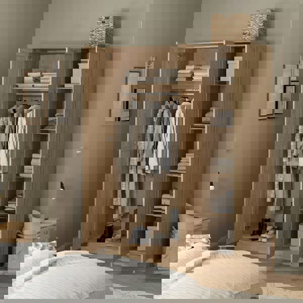 Furniture To Go Brande Wardrobe with 3 Frame Doors in Jackson Hickory