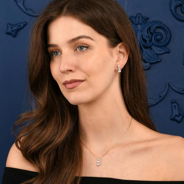 Zavana Dainty Gold Trilogy Pendant Necklace for Women