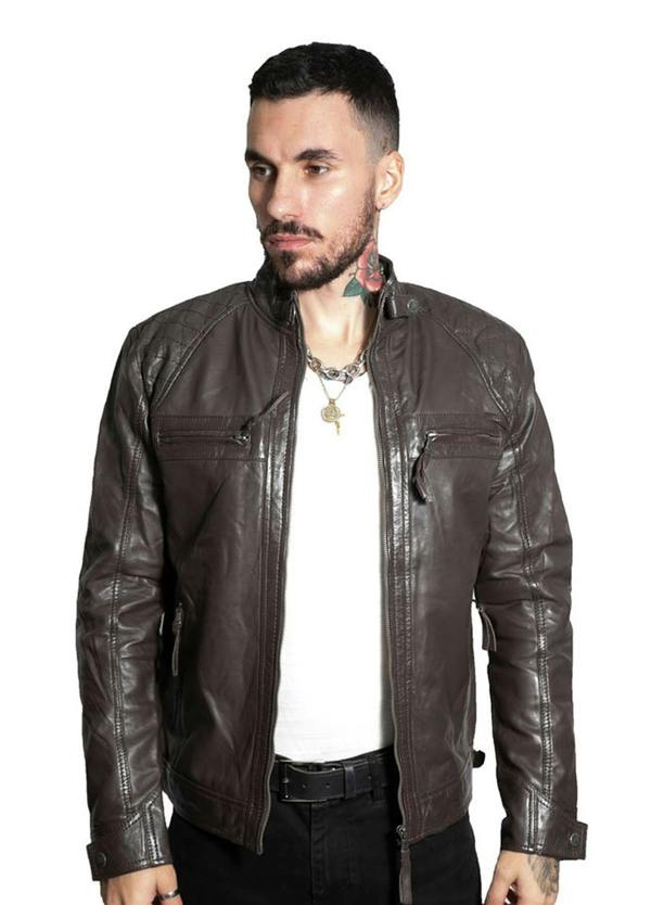 Infinity Leather Men's Vintage Leather Quilted Biker Jacket-Monaco