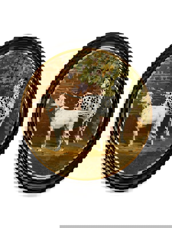 Exceptional Art c.1881 Dogs - Round Frame
