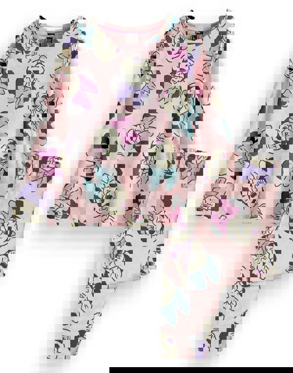 Disney Girls Pink Minnie All Over Print Long Sleeve Long Leg Pyjama Set