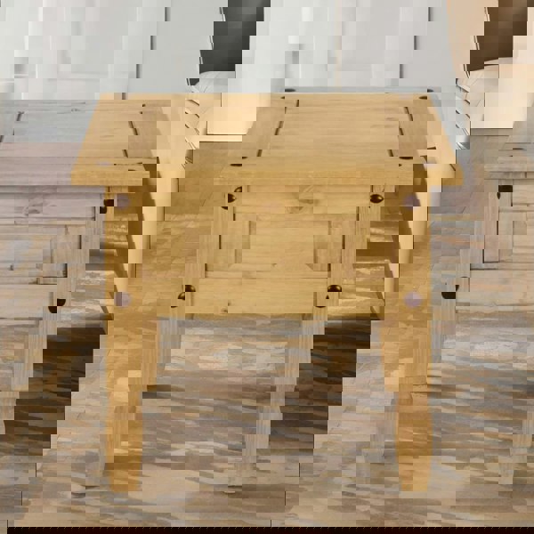 BMBO Solid Pine Wood Side End Accent Table Natural Brown