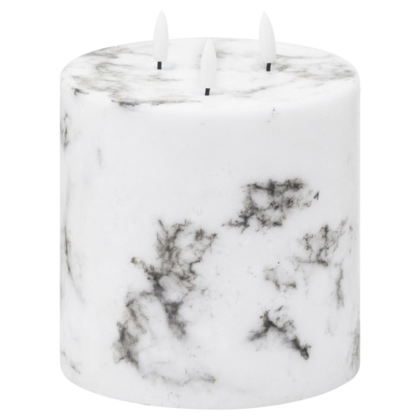 Hill Interiors Luxe Collection Marble Effect 3 Wick Electric Candle - White/Black