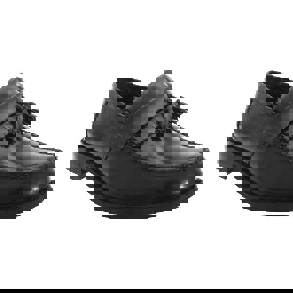 Roamers Mens Toggle Saddle Hi-Shine Leather Loafers - Black