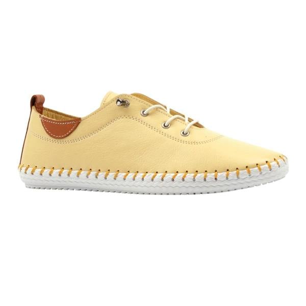 Lunar Womens St Ives Animal Print Leather Soft Plimsolls - Lemon