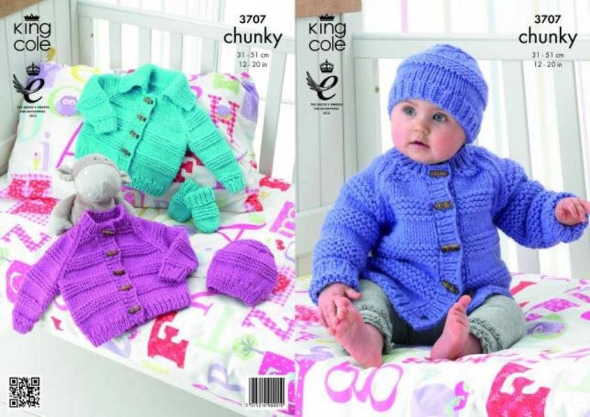 King Cole Comfort Knitting Pattern 3707, Headwear, Jackets, Gloves for Baby, Premature - 12 Months - Easy