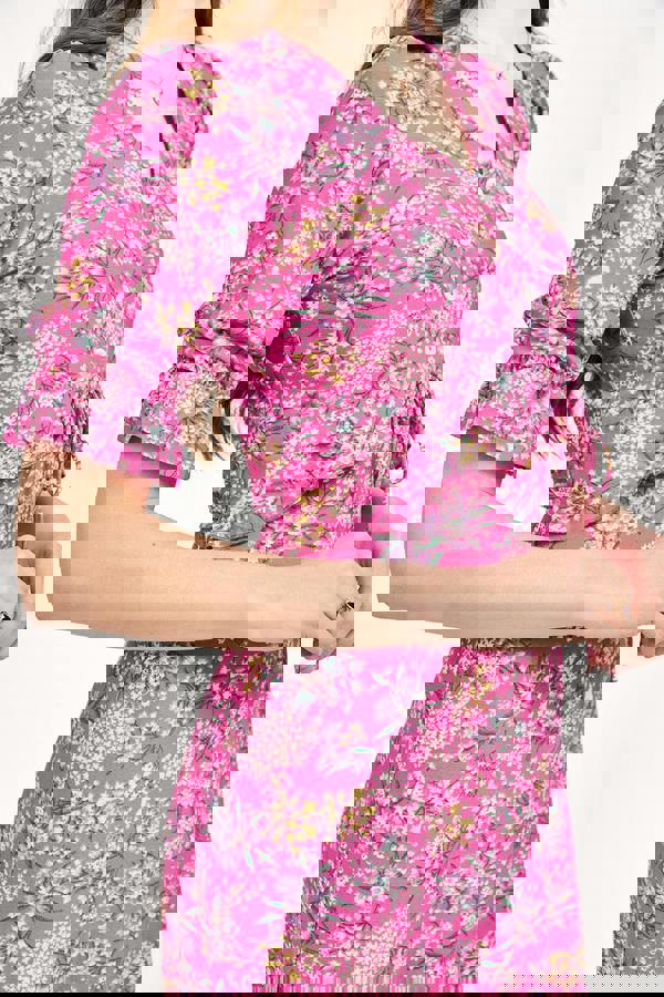 Ditsy Print Tie Front Dress