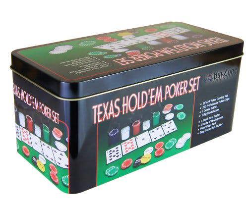 Texas Holdem Poker Set In Metal Tin