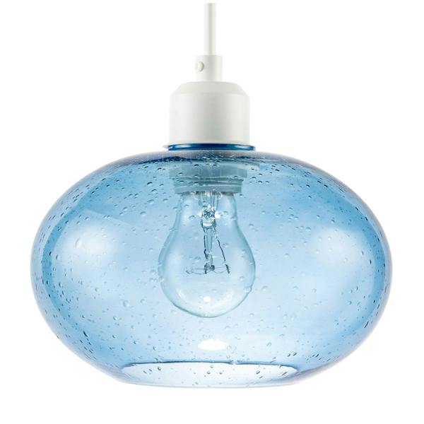 Modern Blue Blown-Glass Pendant Light Shade with Subtle Air Bubbles Image 4