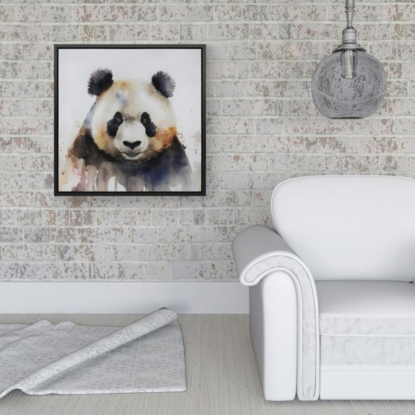 Warren Reed Panda Watercolour Framed Canvas