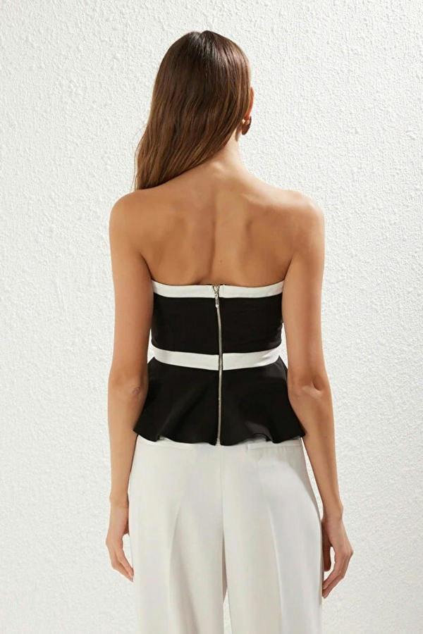 WOVCOR Strapless Bow Detail Woven Bustier