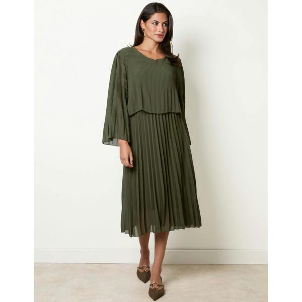 Blue Vanilla Chiffon Pleated Dress