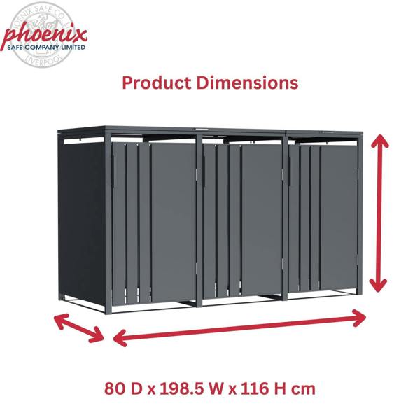 Phoenix Safe Phoenix GB3300AA Outdoor Triple Wheelie Bin Store for 3 x 240L Bins in Anthracite
