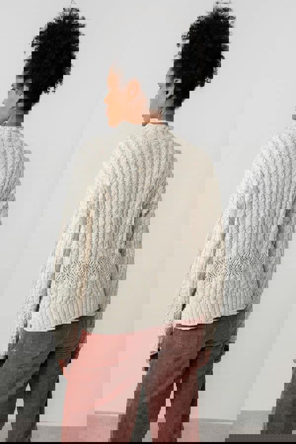 Lily & Me Elspeth Cable Knit High Neck Jumper Ecru