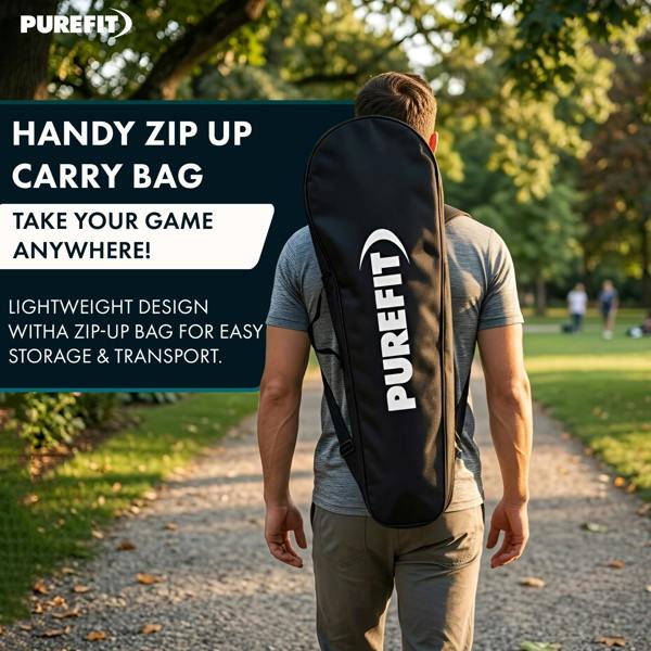 PUREFIT Badminton Set Includes 2 Rackets, 2 Nylon Shuttlecocks & Carry Case Tempered Steel Racquets for Outdoor Garden