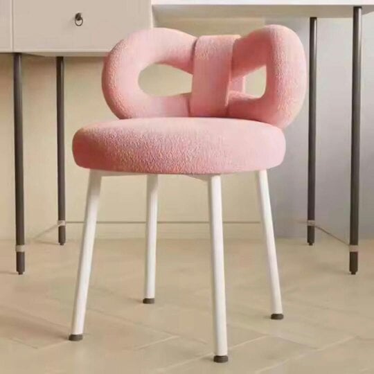 Havendro Butterfly Back Vanity Chair Makeup Computer Chair Lamb Fleece Fabric
