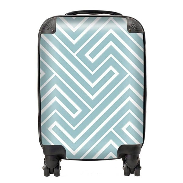 Warren Reed Blue And White Geometric Pattern Suitcase