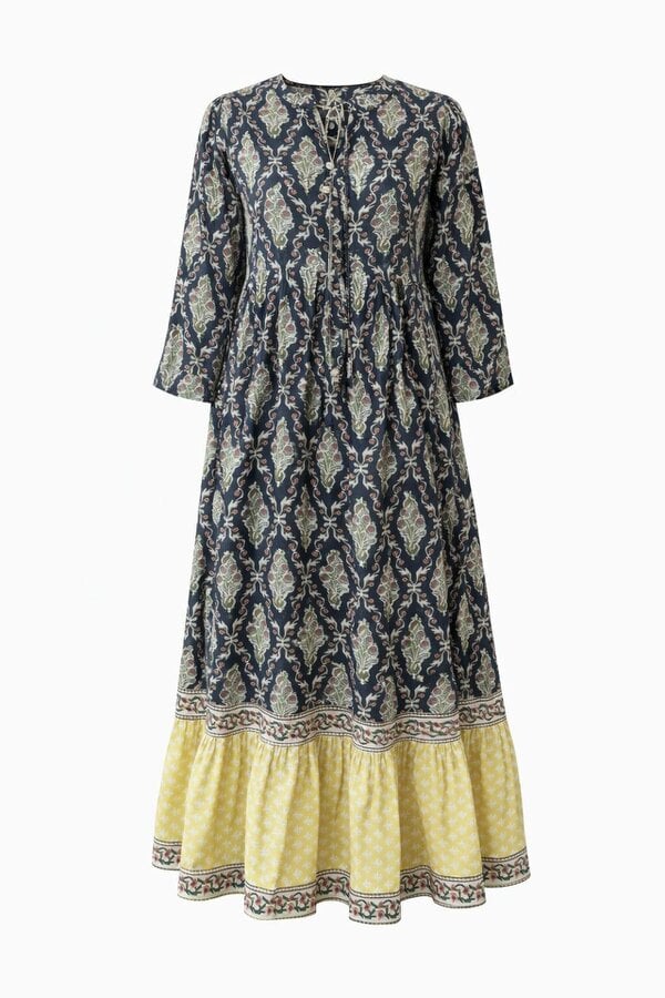 Lalita ink Maxi woodblock print dress, 100% cotton