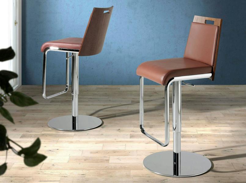 Angel Cerdá Brown and Walnut Leatherette Swivel Stool 4072
