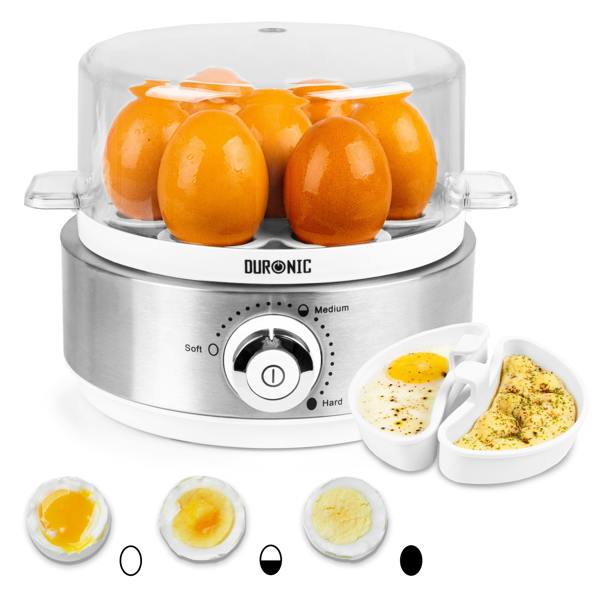 Duronic Electric Egg Boiler EB40 WE Steamer for Eggs 400W Automatic Egg Boiler Electronic Omelette Maker Poacher for 7 Soft, Medium & Hard Boiled Eggs