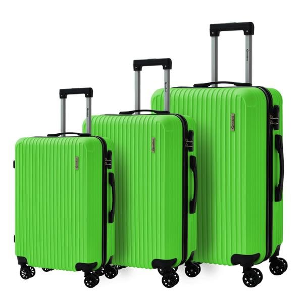 Groundlevel Cosmic Hard Shell 3 Piece Suitcase Luggage Set - Green