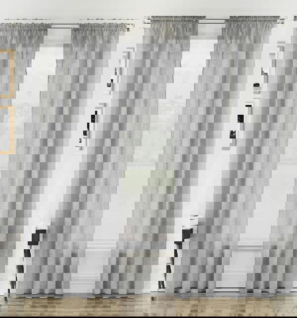 Tyrone Textiles Plain Linen-Look Voile Panels Pair with Rod Pocket Header