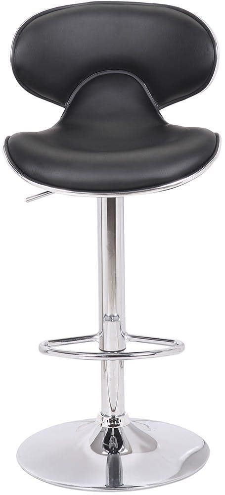 Lamboro Carcaso Kitchen Bar Stools Pair Black, Adjustable Swivel Gas Lift, Chrome Base, For Breakfast Bar Or Kitchen