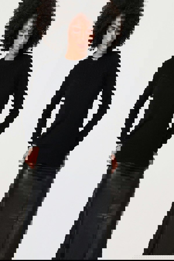 Black | Textured Knit Slim Fit Jumper
