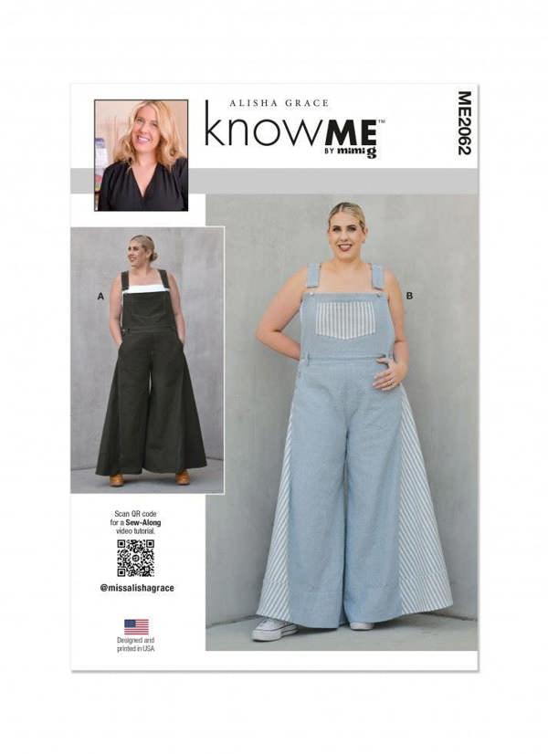 Know Me Sewing Pattern 2062, Dungarees for Women, K5 (8-10-12-14-16) - Intermediate