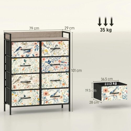 Wyld Haus Tonona Wooden White 8 Drawer Storage Chest