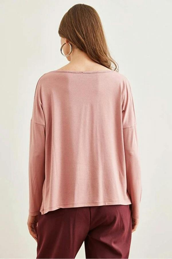 Hoxton Gal V-Neck Viscose Blouse with Silver Stitching Details
