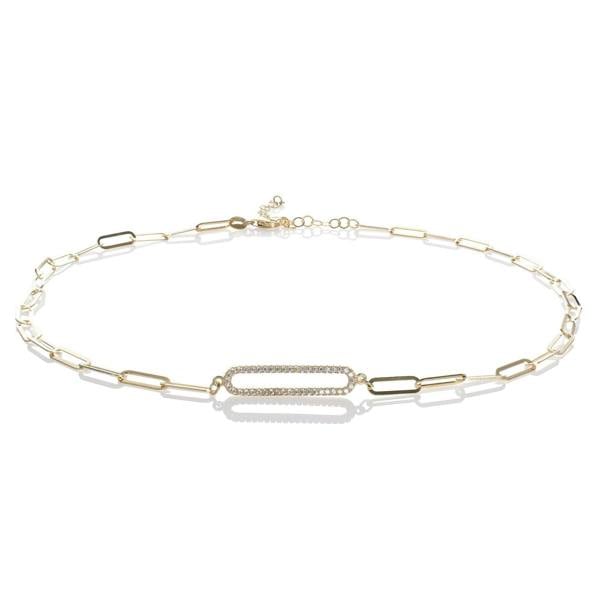 Gold Plated Link Chain Choker Necklace for Women with Cubic Zirconia Stones - namana.london