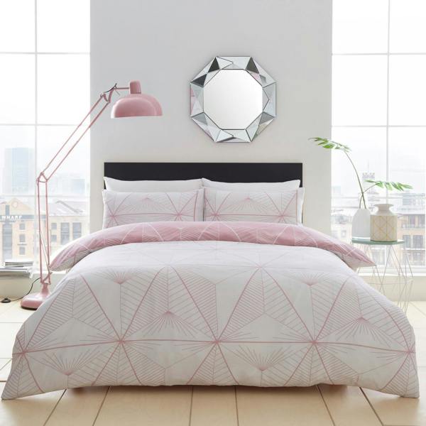 Smart Living Zander Duvet Cover and Pillowcase Set - Blush Pink