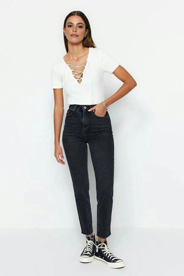 WOVCOR High Waist Slim Mom Jeans
