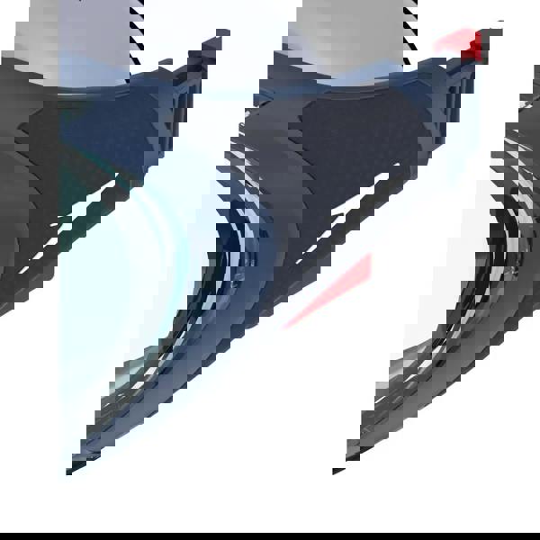 Speedo Biofuse 2.0 swim masks with navy red frame, clear lenses, flexible silicone skirt