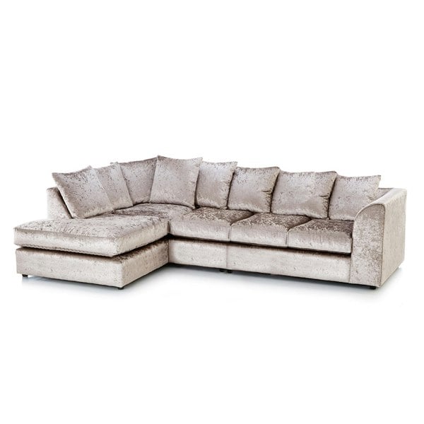 Furnishings For Less Crystal Crushed Velvet Scatter Back 5 Seater L Shaped Corner Sofa