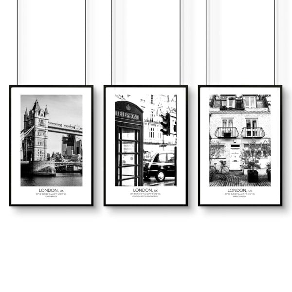 Prints of London | set of 3 wall art prints for living room