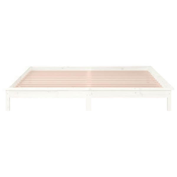 Berkfield LED Bed Frame White 150x200 cm King Size Solid Wood
